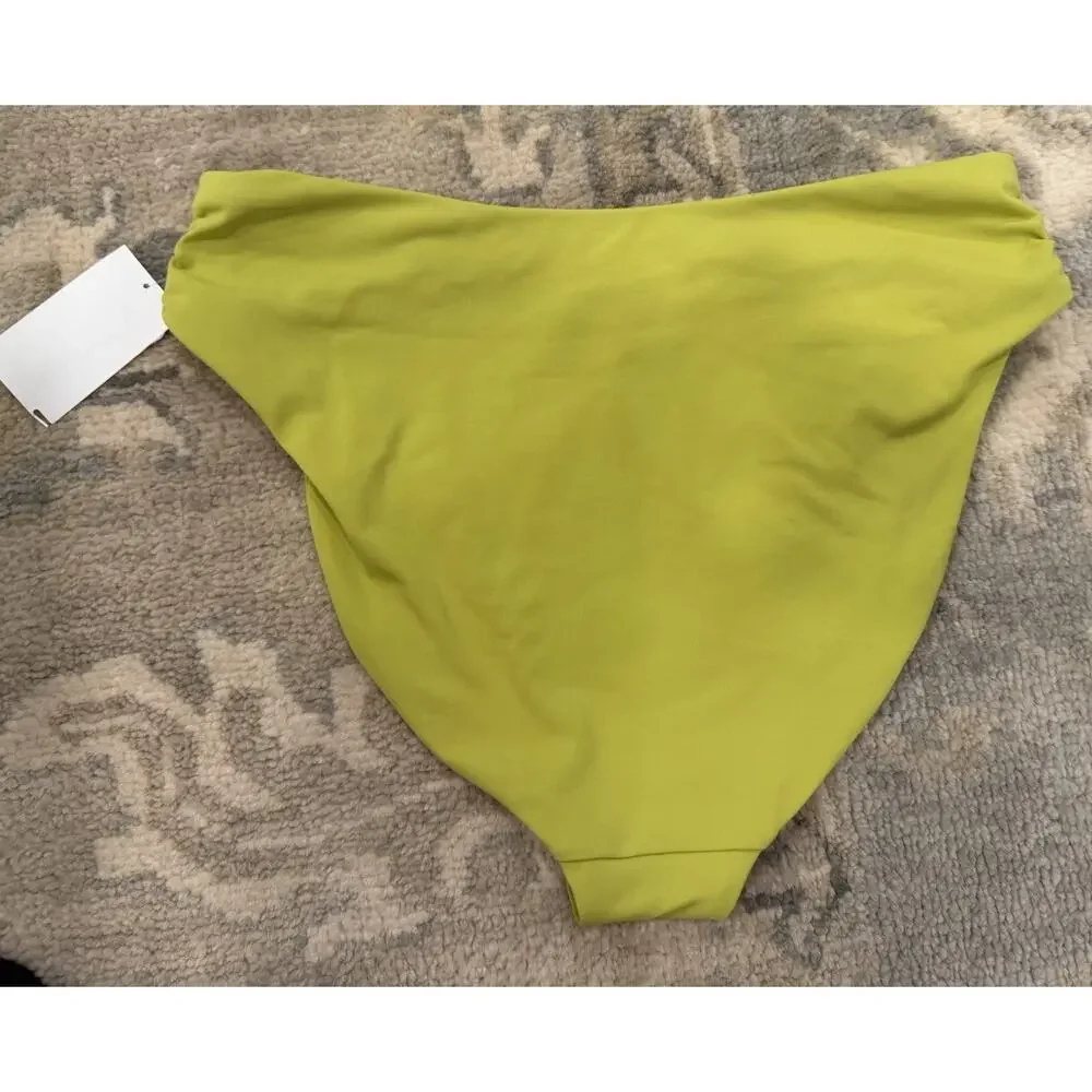 NEW! $86 ROBIN PICCONE AUBREY HIGH WAIST BIKINI BOTTOMS HONEYDEW SZ L NEW $129